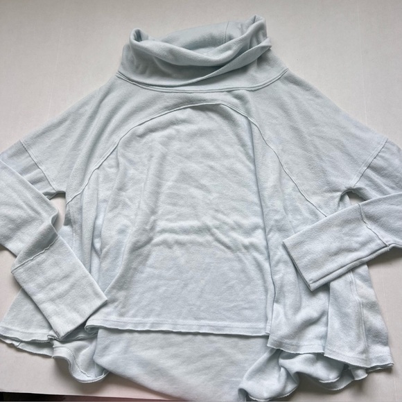 We the Free People Cozy Time Funnel Pullover Top Shirt Oversized Light Blue - Picture 2 of 5